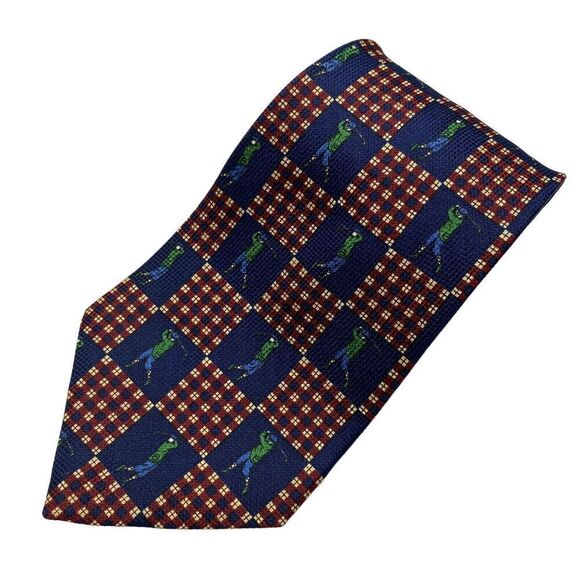 Tommy Hilfiger Tie Men's Maroon Golfers 100% Silk 57" x 4" USA Y2K - Picture 1 of 7